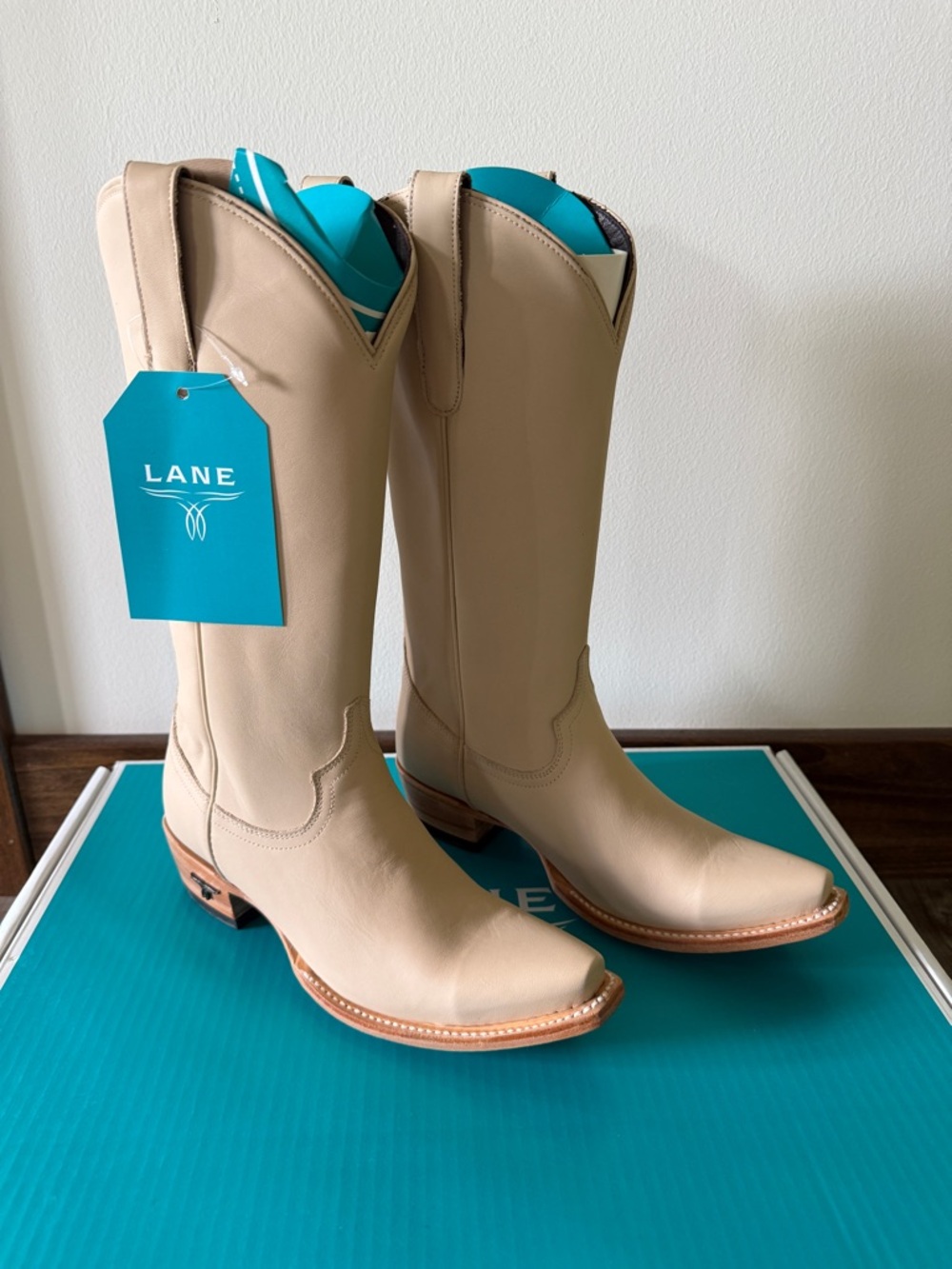 Lane Pale Ivory Leather Western Boots